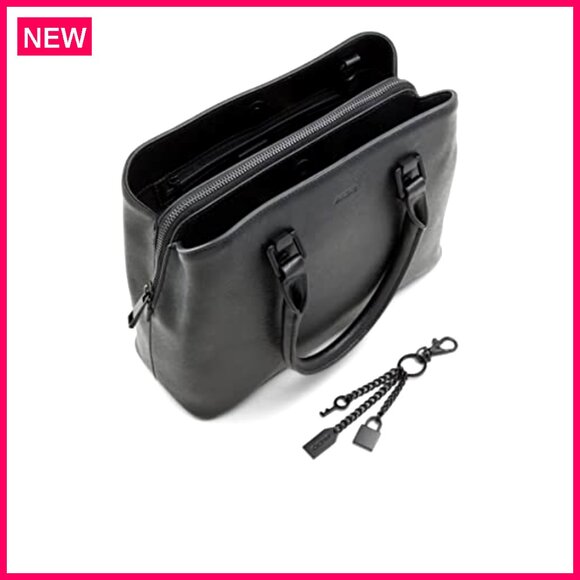 Medium Synthetic Tote Bag with Top Zipper and Shoulder Strap